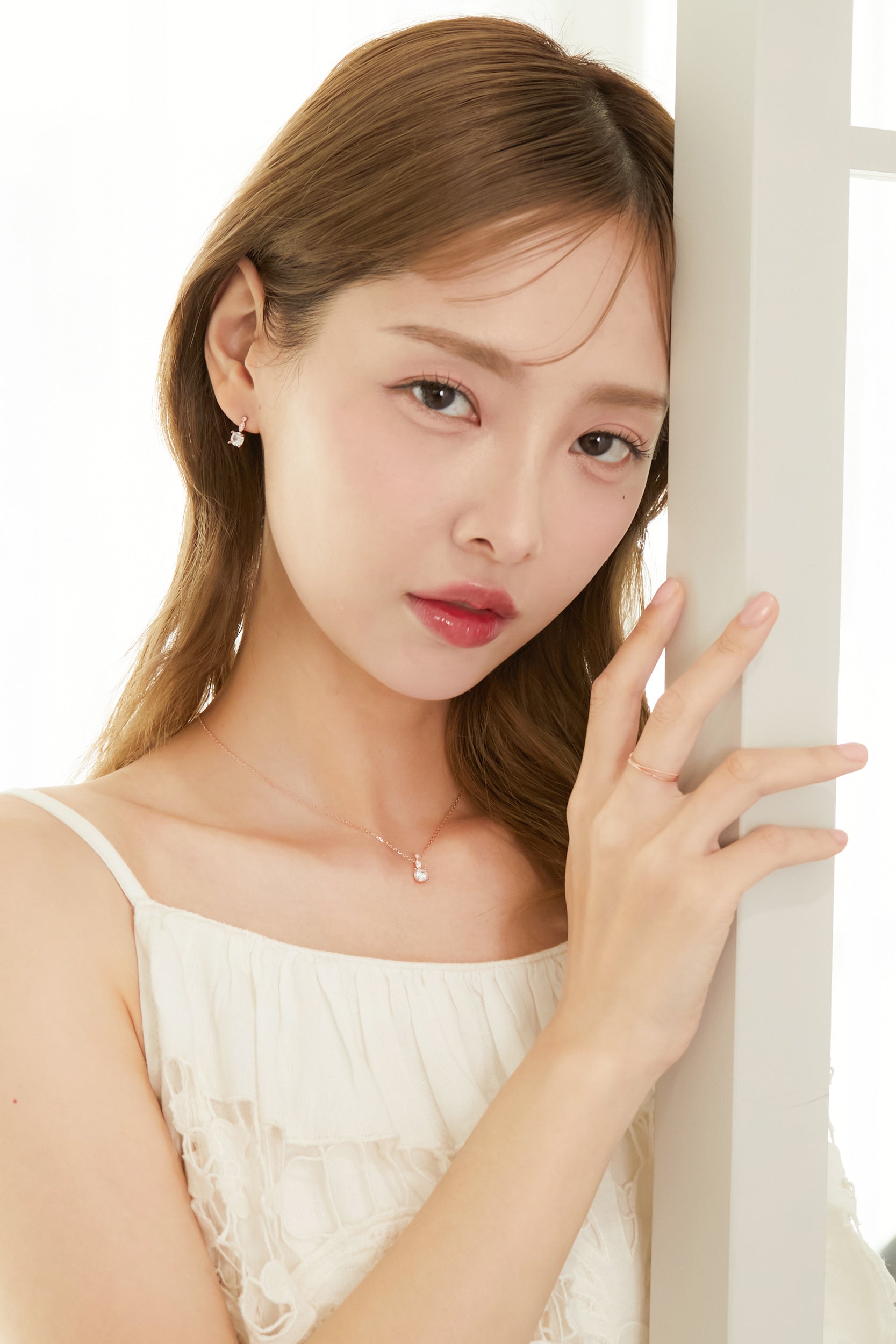 Double Zirconia Necklace［PG/GD/SV］