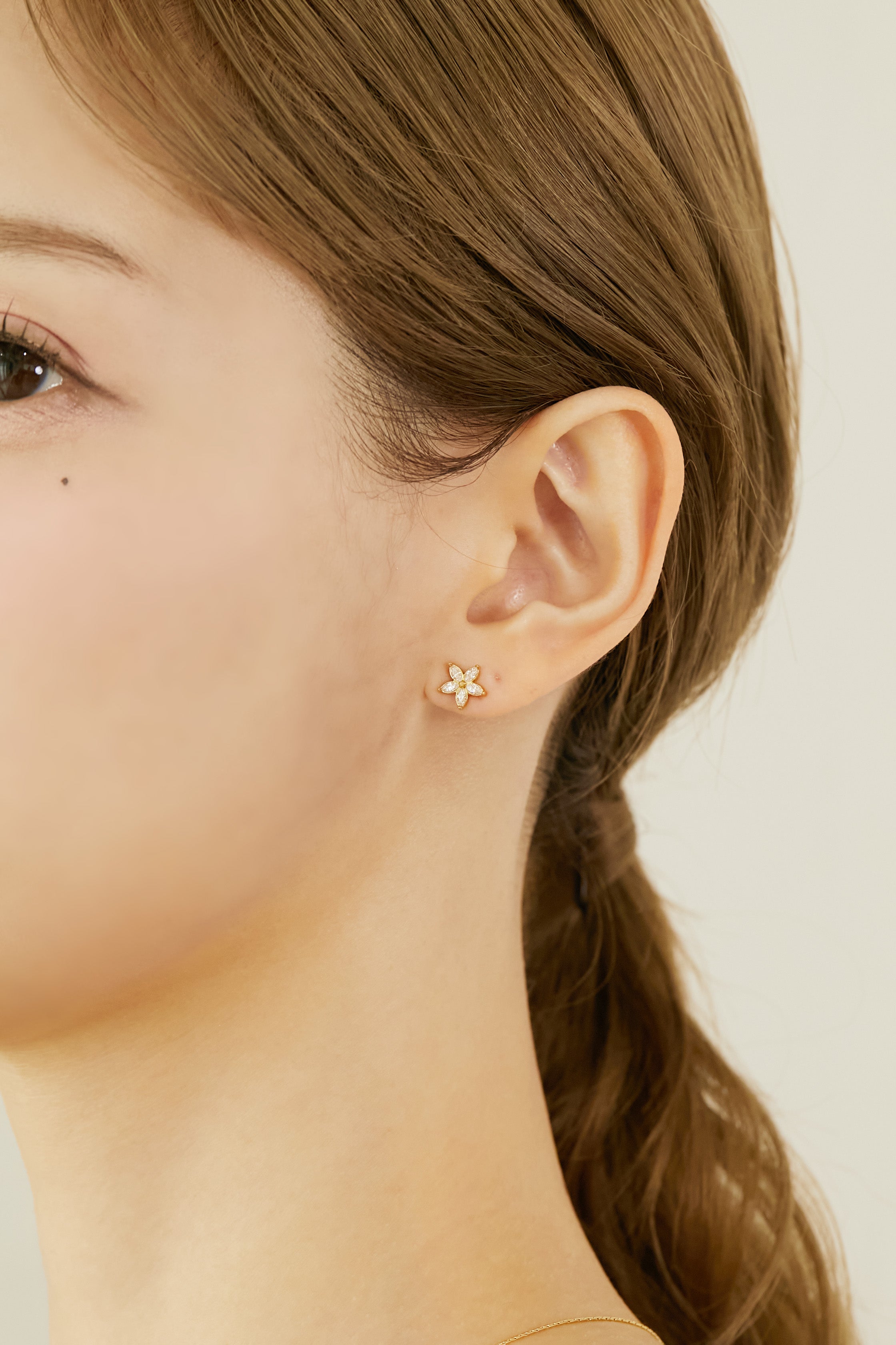 Steel Zirconia Flower Pierce［GD/SV］