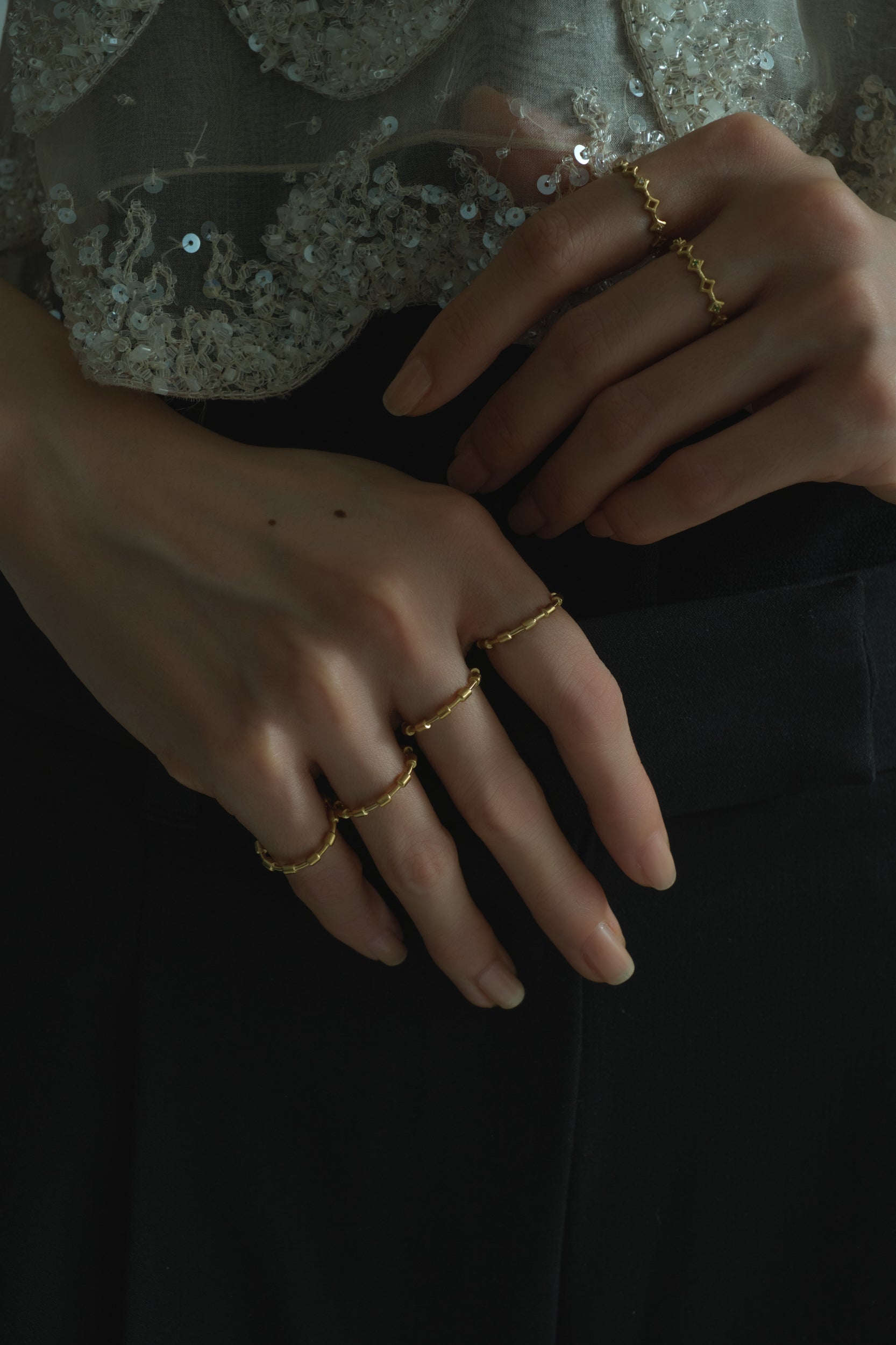 Lozenge ring ｜GOLD×Crystal