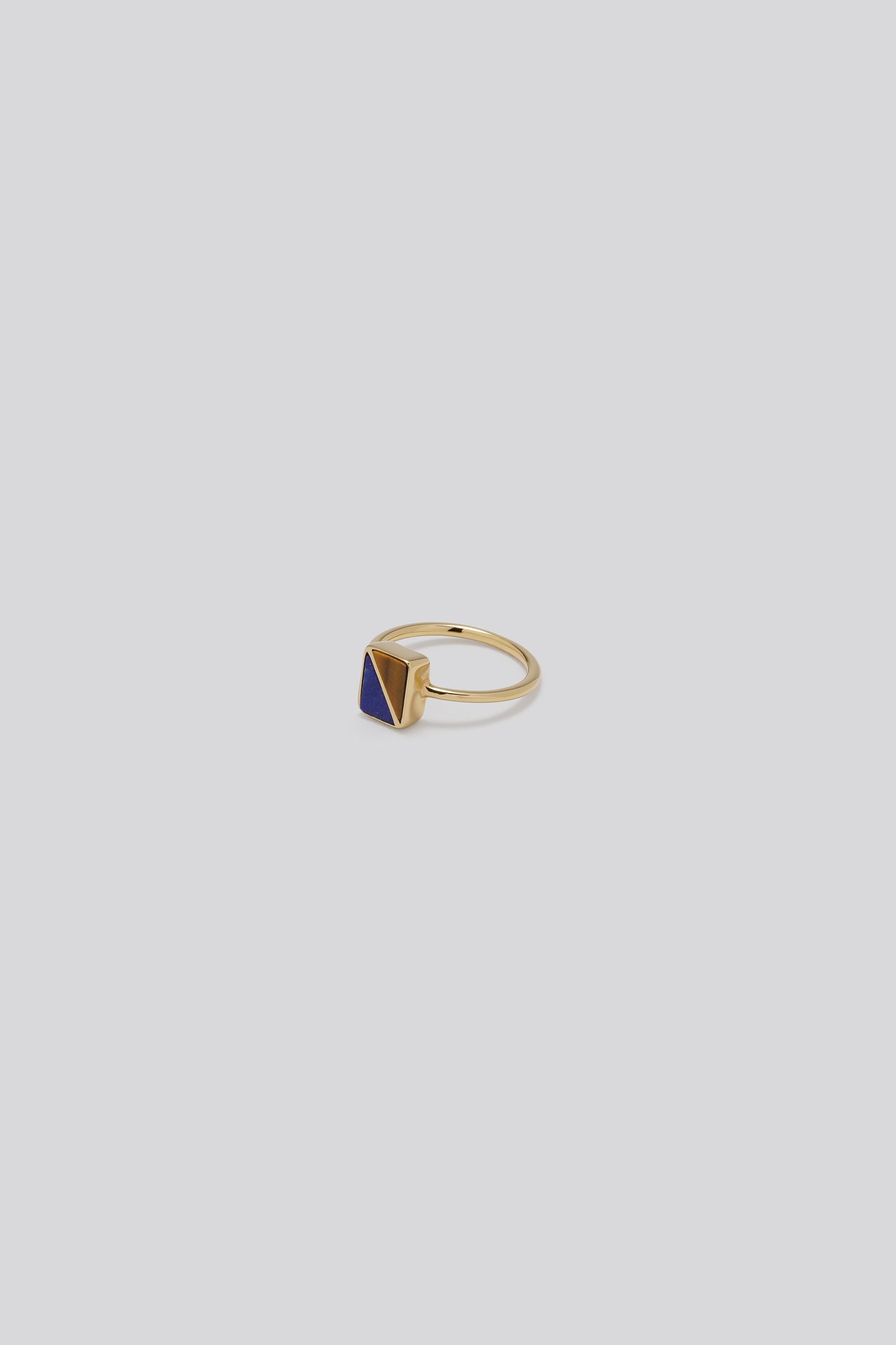 Cross line ring Large | GOLD×Tiger Eye×Lapis Lazuli