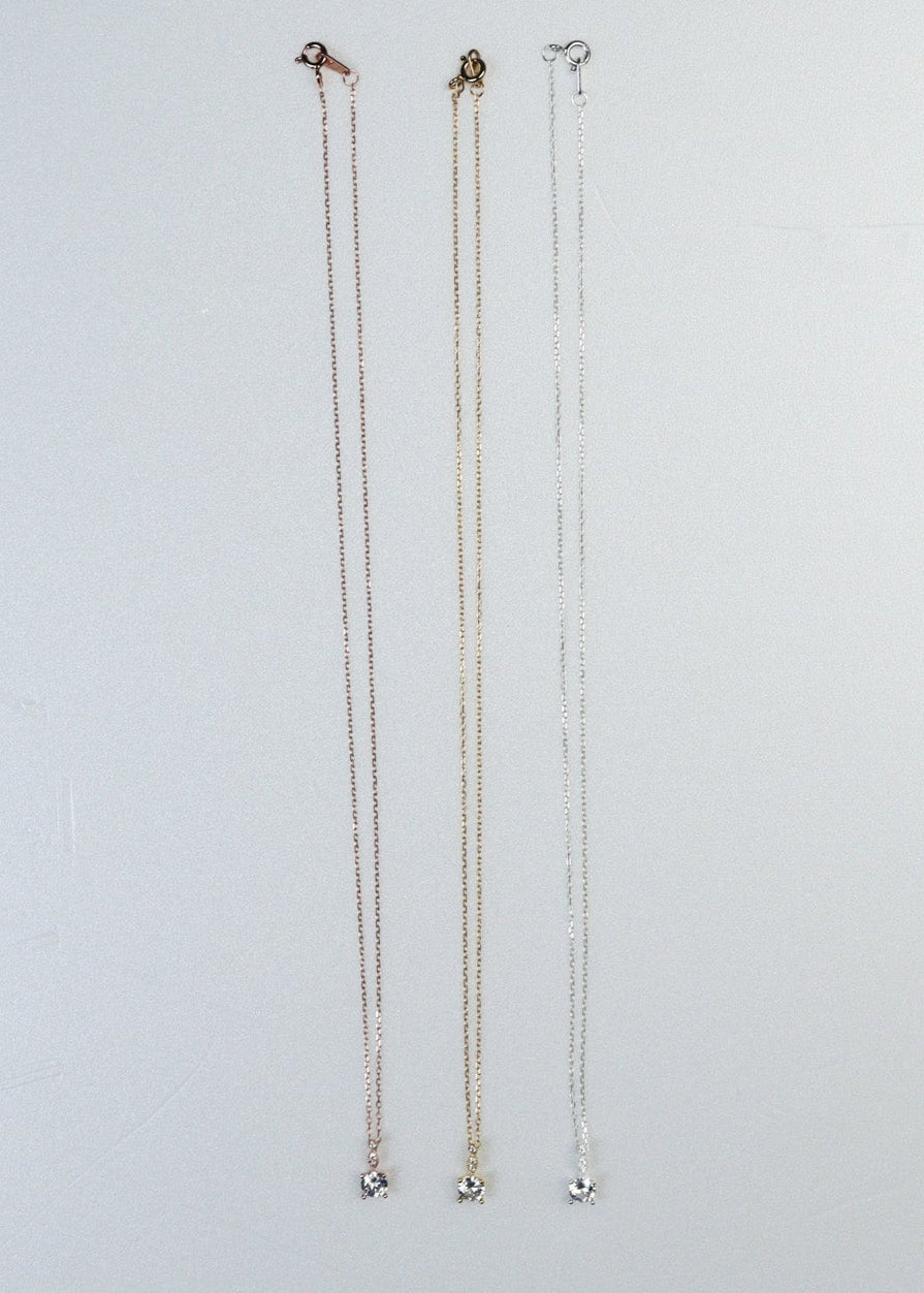 Double Zirconia Necklace［PG/GD/SV］