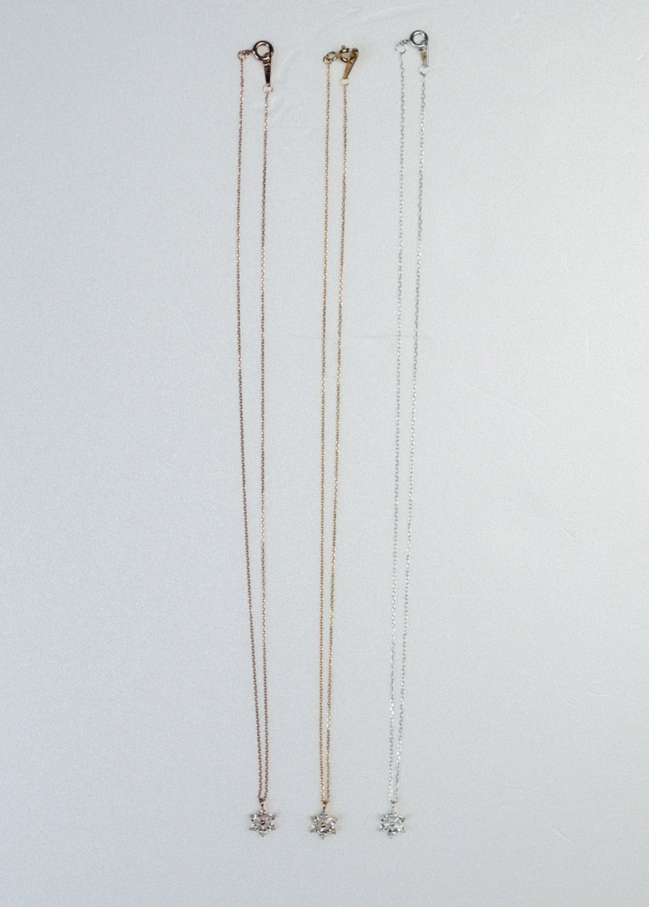 Zirconia Flower Necklace［PG/GD/SV］