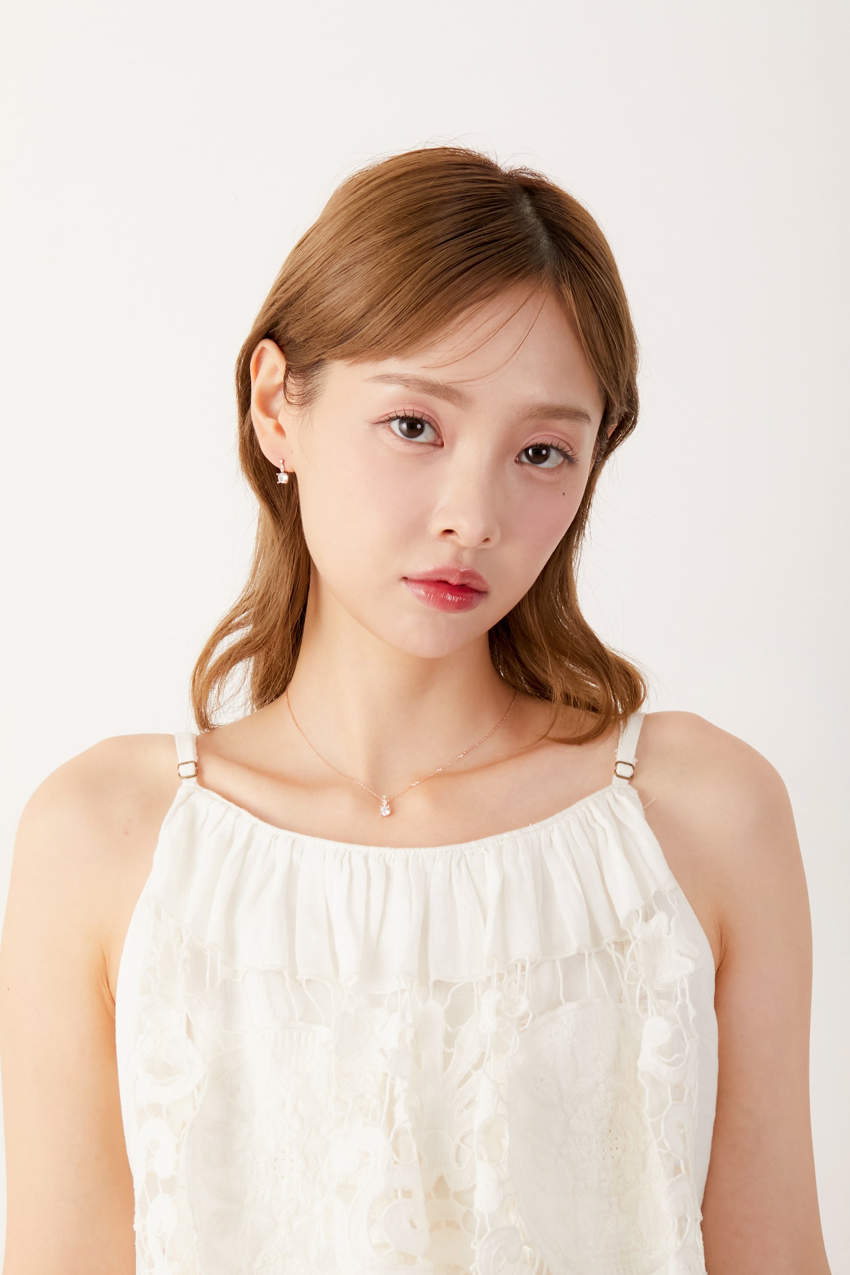 Double Zirconia Necklace［PG/GD/SV］