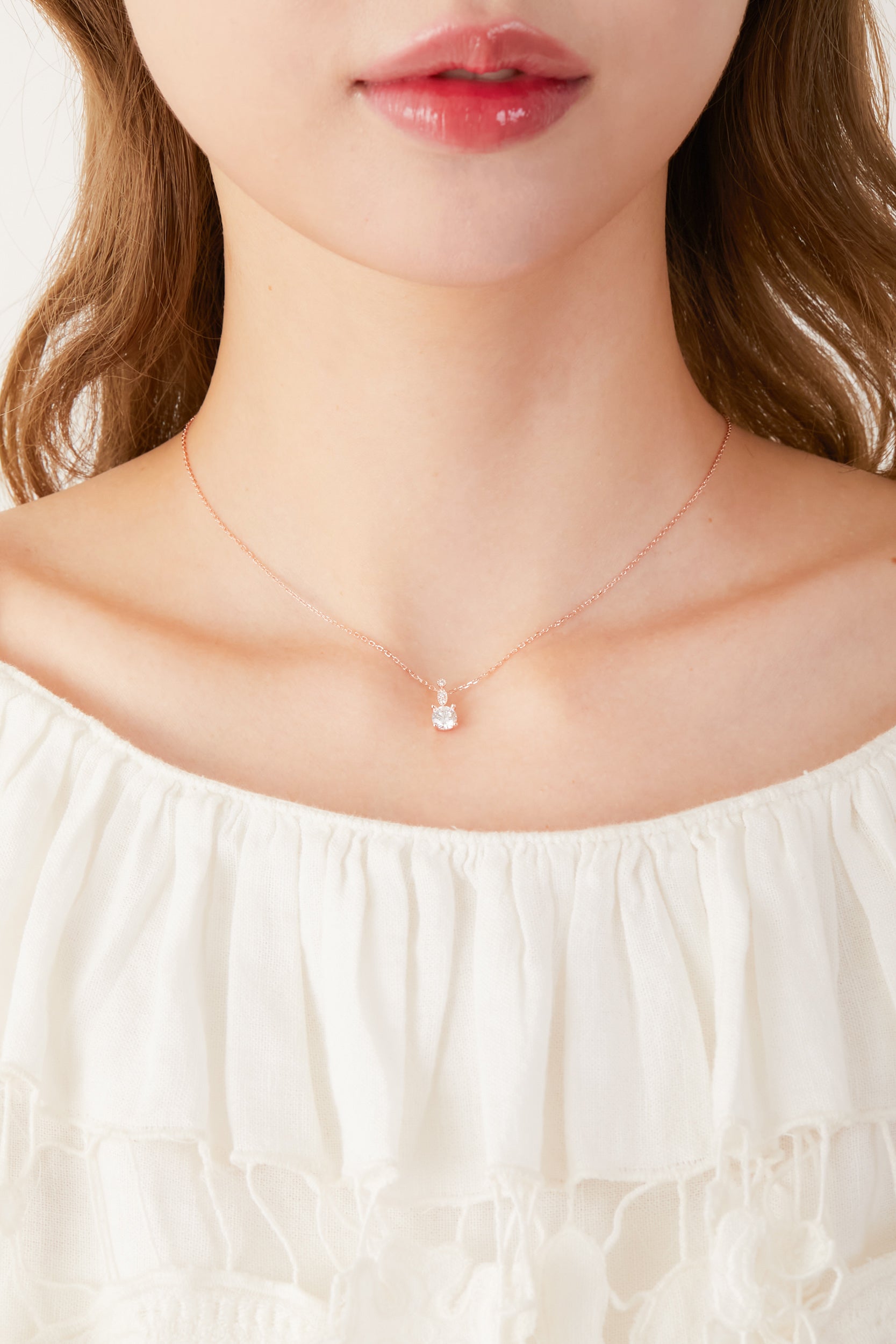 Double Zirconia Necklace［PG/GD/SV］